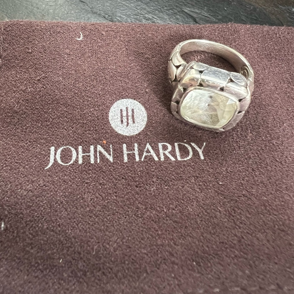 John Hardy White Topaz Size 7 Sterling Silver Pebble Ring - Picture 6 of 6
